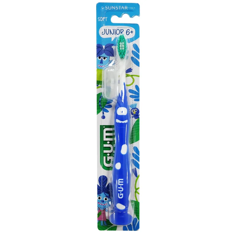 Gum Junior 6+ Soft Toothbrush Παιδική Μαλακή Οδοντόβουρτσα με Βάση Βεντούζα 1 Τεμάχιο - Μπλε