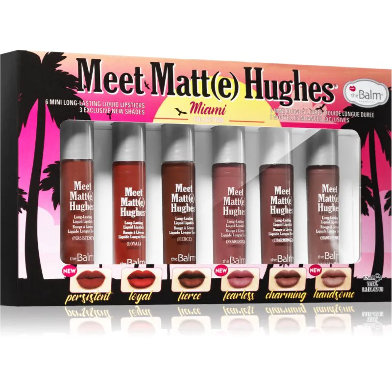 theBalm Meet Matt(e) Hughes Mini Kit Miami Σετ με υγρό ματ κραγιόν για μακρόχρονη επίδραση