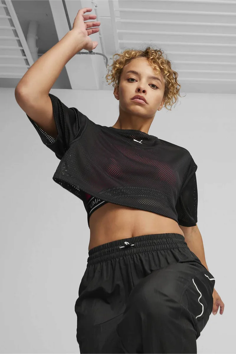 Puma γυναικείο T-shirt cropped με διάτρητο σχέδιο Relaxed Fit - 524814 Μαύρο