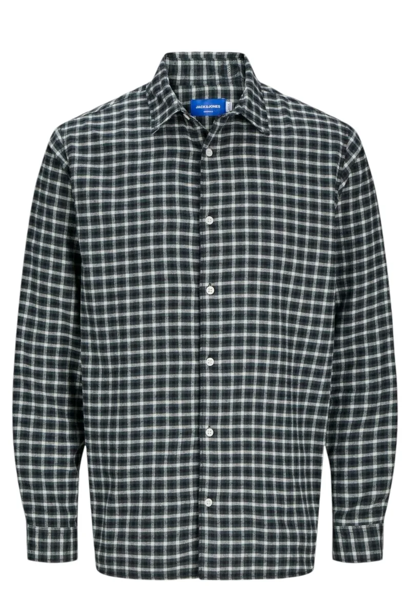 Πουκάμισο Μακρυμάνικο Jack & Jones Jorjoshua Flannel Check 12260776-Forest Night Ανδρικό