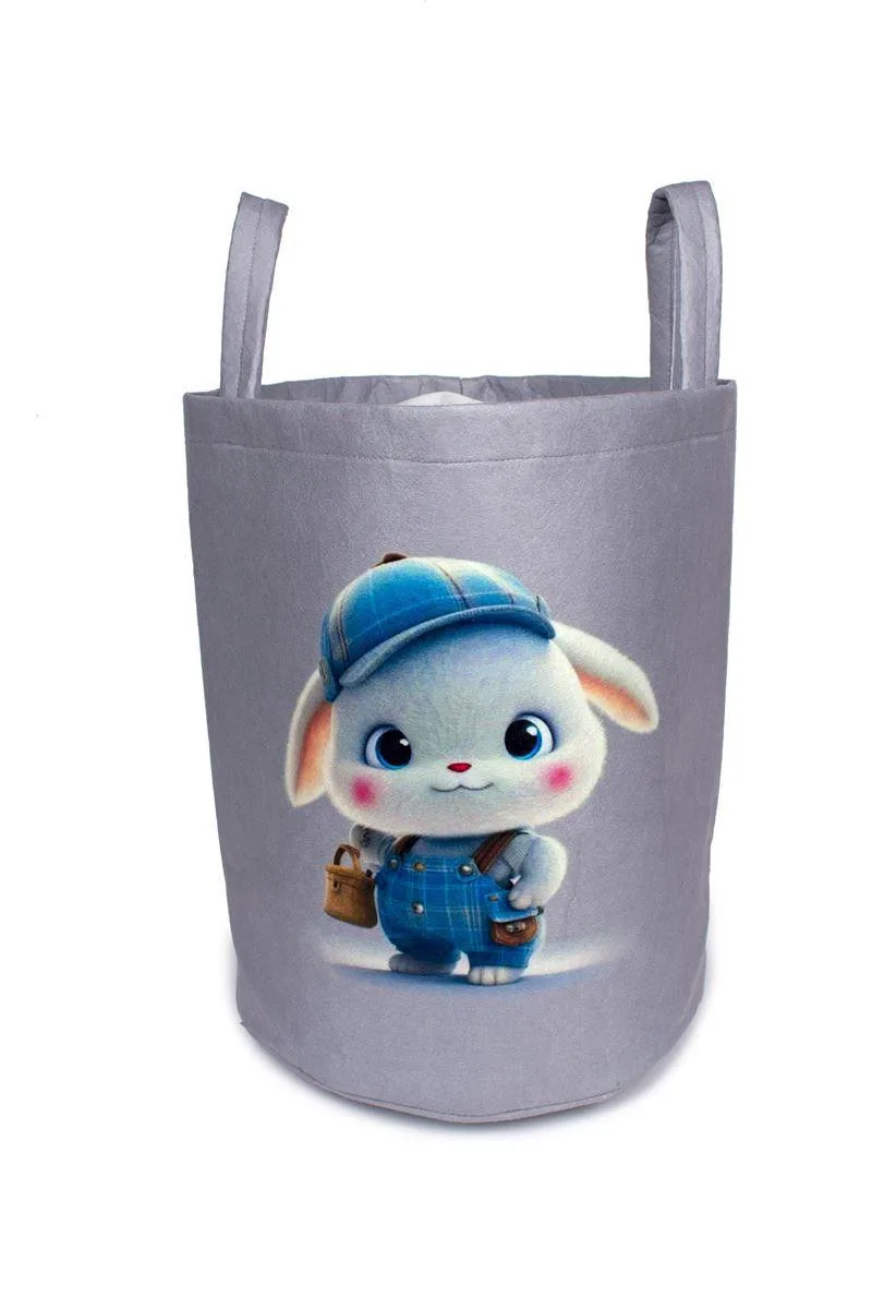 Παιδικό Καλάθι Αποθήκευσης Dimcol Cap Bunny 38 50x30x45 cm Γκρι Υφασμάτινο