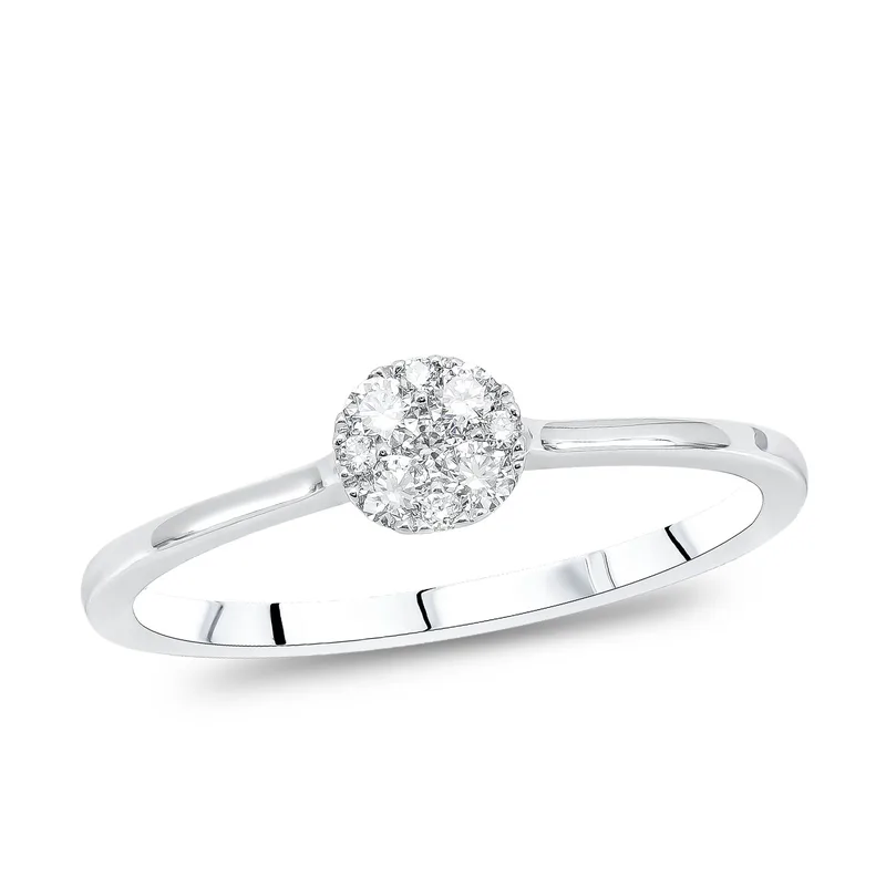 Diamond Group Moνόπετρο Δαχτυλίδι με Διαμάντια Brilliant από Λευκό Χρυσό 18 Καρατίων DDX474