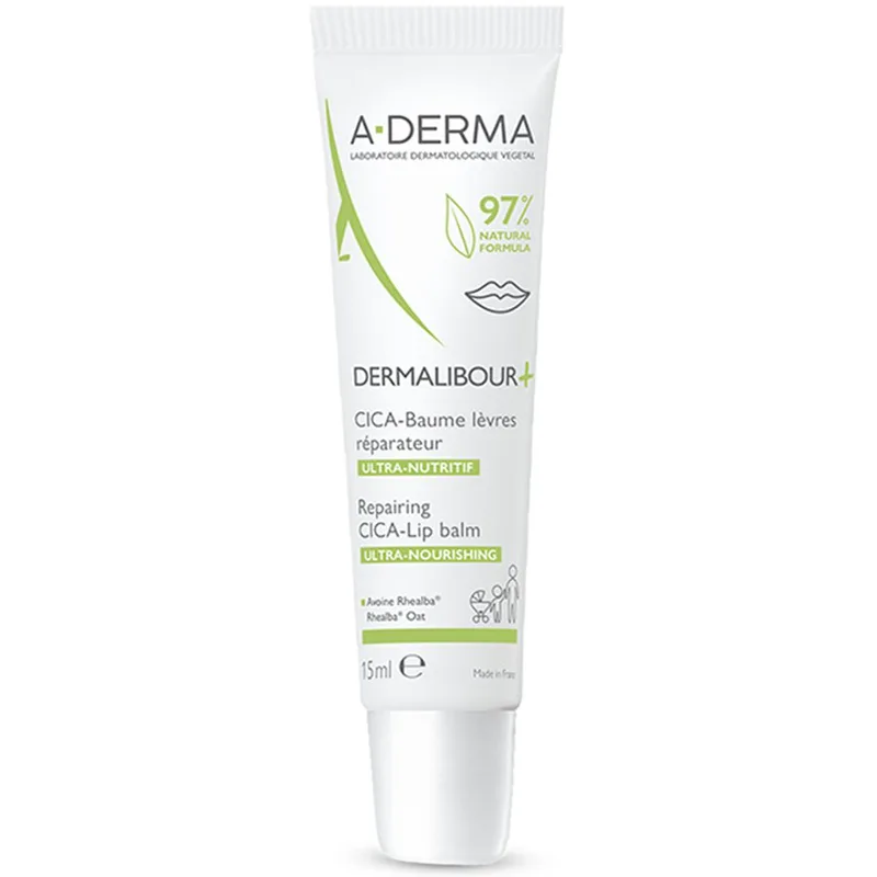 A-Derma Dermalibour+ Repairing CICA-Lip Balm Επανορθωτικό Βάλσαμο για Σκασμένα, Ξηρά Χείλη 15ml