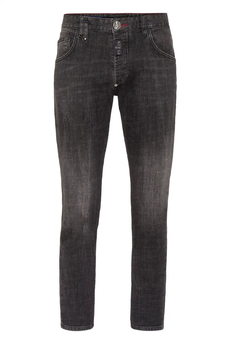 PHILIPP PLEIN ΠΑΝΤΕΛΟΝΙ JEANS SKINNY FIT LOGO ΜΕΤΑΛΛΙΚΟ ΓΚΡΙ