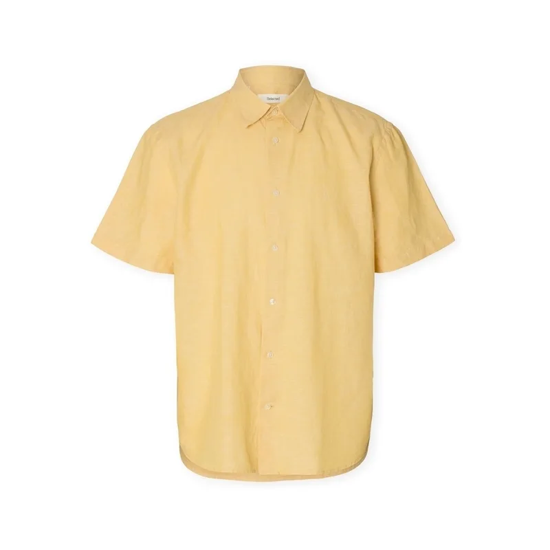 Πουκάμισο με κοντά μανίκια Selected Noos Regclay Linen Shirt - Ochre/Mixed