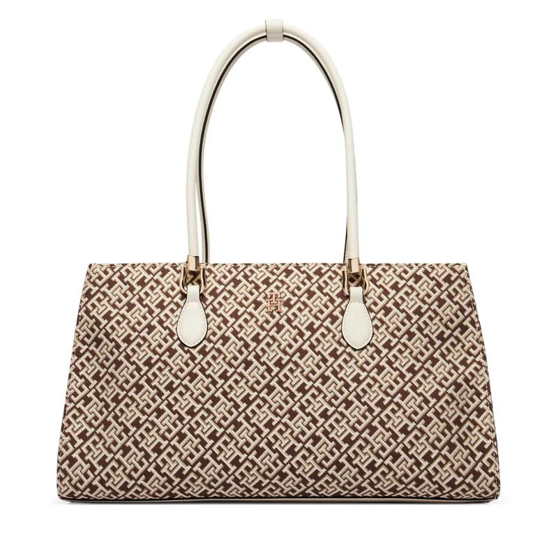 Τσάντα Tommy Hilfiger Th Grace Satchel Jacquard AW0AW18754 Καφέ