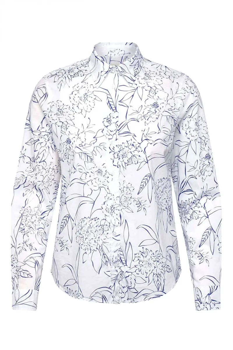 GANT ΠΟYΚΑΜΙΣΟ ΜΜ 110 WHITE FLORAL PRINT ΛΕΥΚΟ ΜΠΛΕ