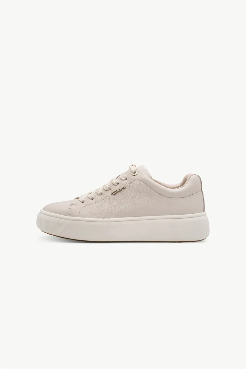 Tamaris γυναικεία δερμάτινα sneakers μονόχρωμα - 1-23736-42 Μπεζ