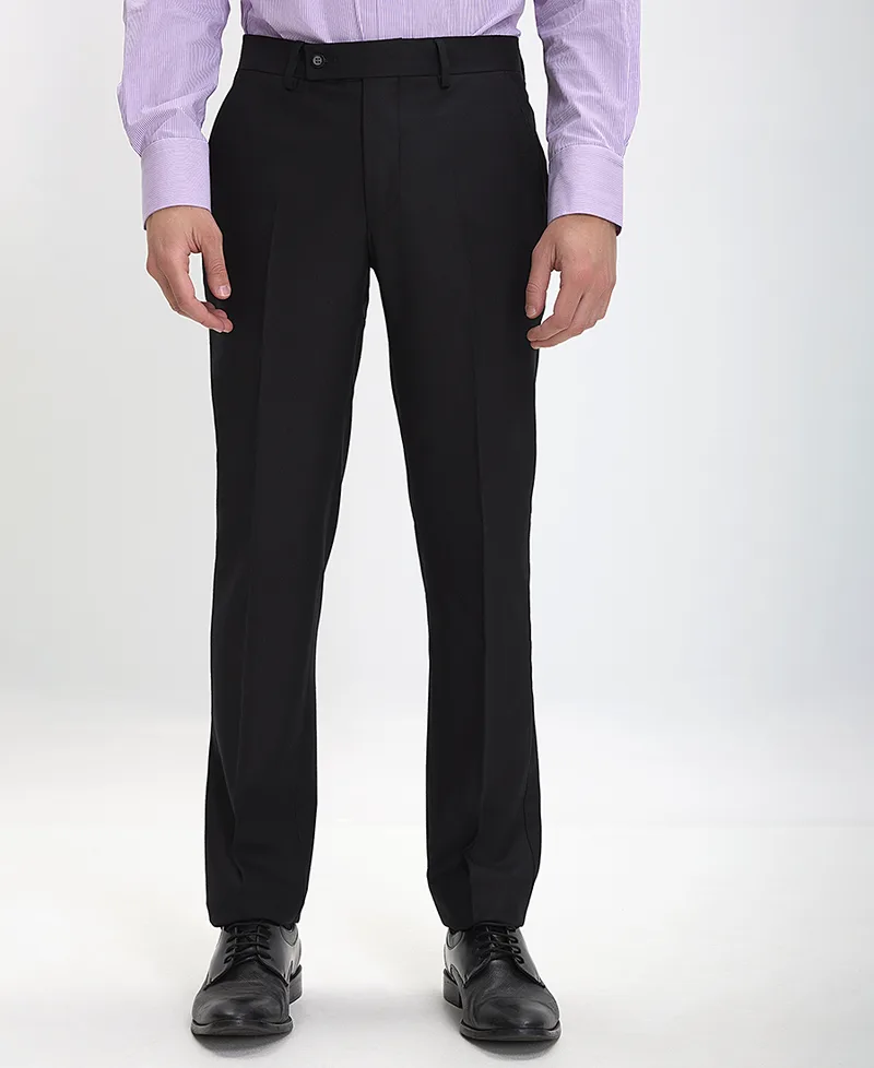 Vardas Ανδρικό Παντελόνι Regular Fit Από Μαλλί & Κασμίρι Μαύρο