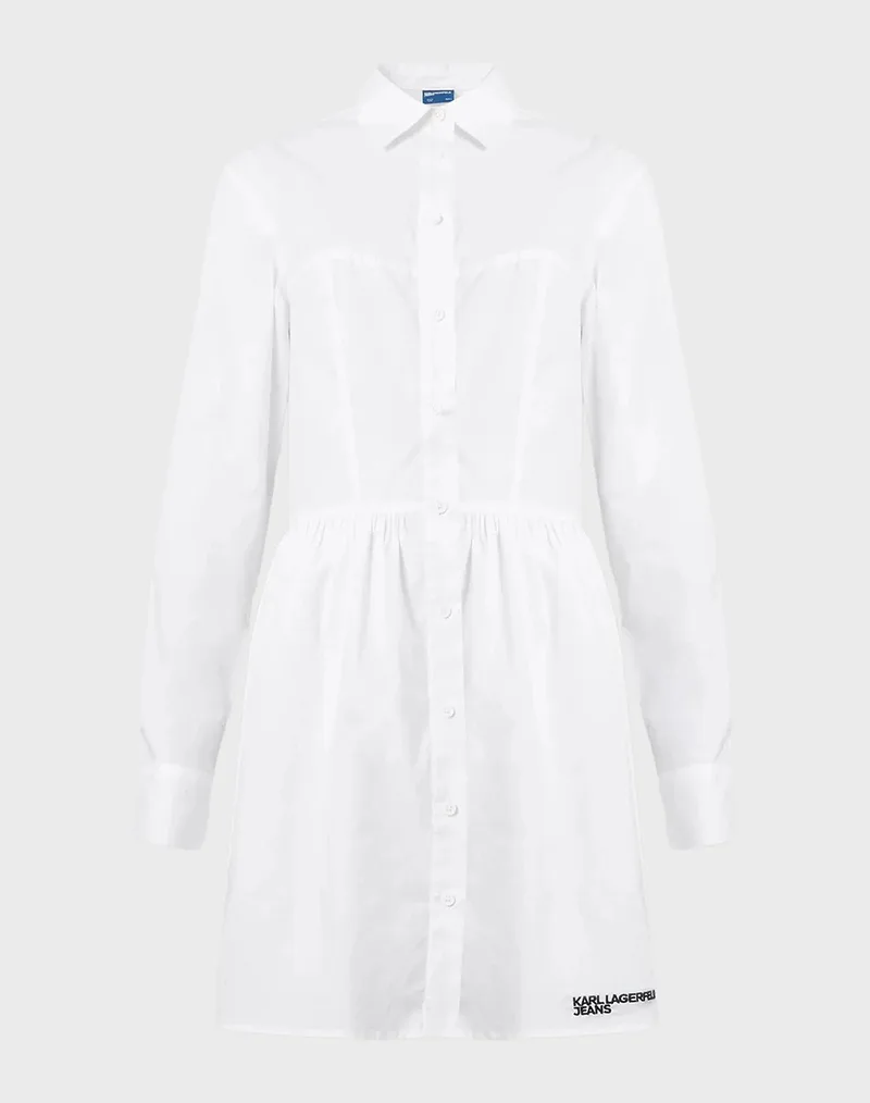 KARL LAGERFELD JEANS KLJ CORSET SHIRTDRESS B2W13036-100 White