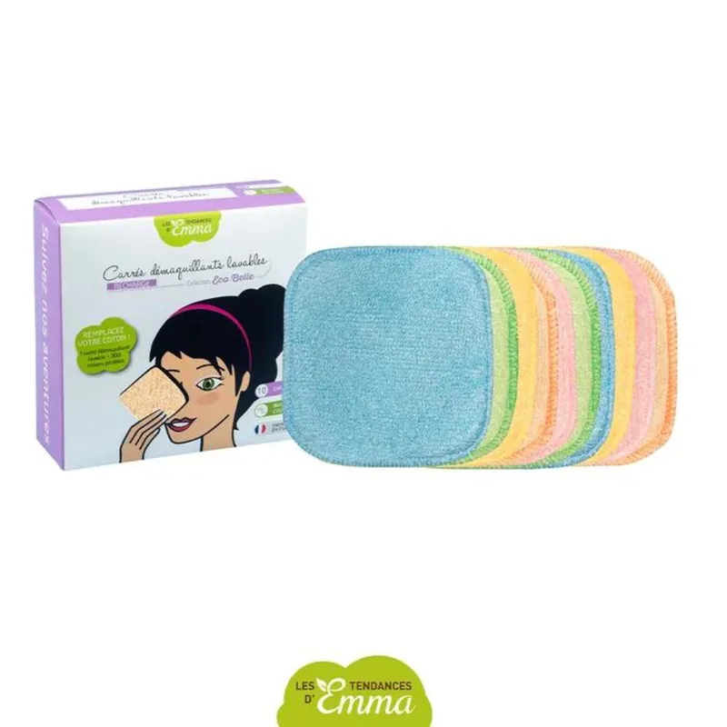 Les Tendances D'Emma Washable makeup remover squares Bamboo Colors X10