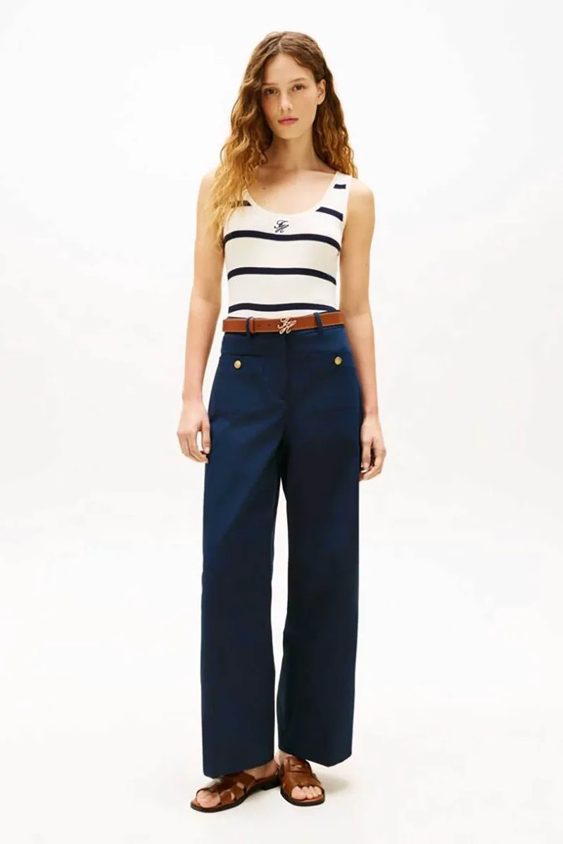Tommy Hilfiger γυναικείο παντελόνι με μεταλλικά κουμπιά - WW0WW49002 Μπλε Σκούρο