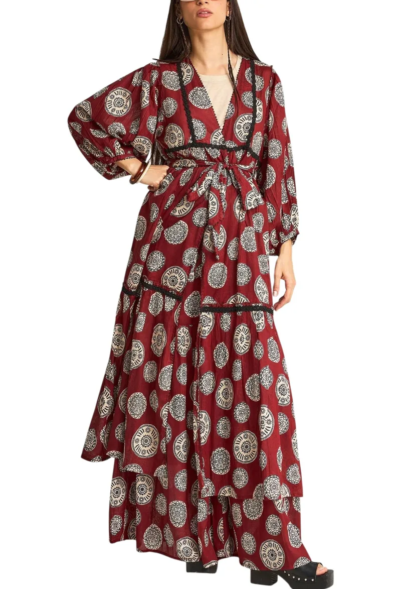 Ζακέτα Funky Buddha Γυναικείο Κιμονό FBL013-107-01-HENNA BROWN Γυναικείο