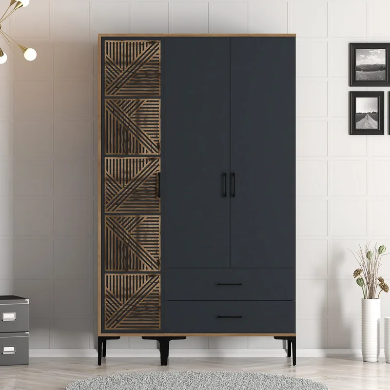 Ντουλάπα Ρούχων Kumsal Pt - Walnut, Anthracite 845Hct5449 (120x201,4x47,5 cm)