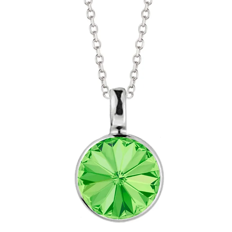 Jt Χειροποίητο ασημένιο κολιέ αυθεντικό Swarovski 8mm Πράσινο