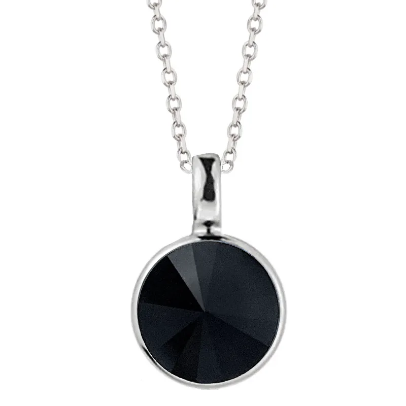 Jt Χειροποίητο ασημένιο κολιέ αυθεντικό Swarovski 8mm Μαύρο