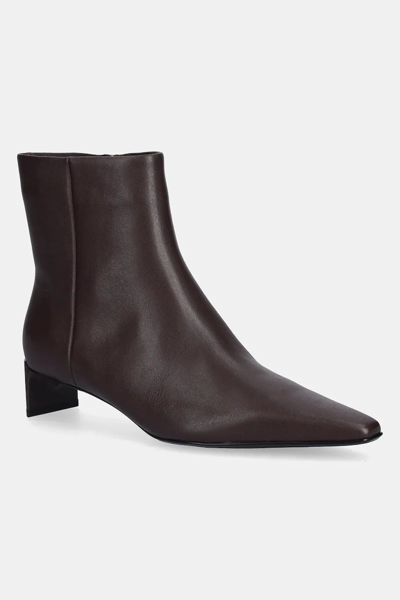 Δερμάτινες μπότες Calvin Klein SET BACK KITTEN HEEL ANKLE BOOT