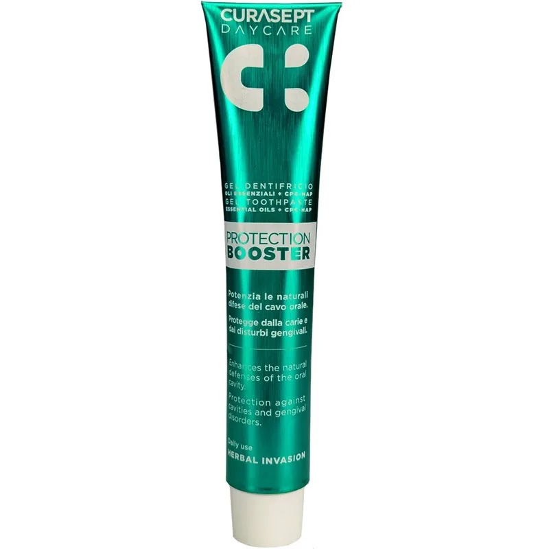 Curasept Protection Booster Essential Oil Gel Toothpaste Οδοντόκρεμα που Ενισχύει την Προστασία με Αιθέρια Έλαια 75ml - Herbal Invasion