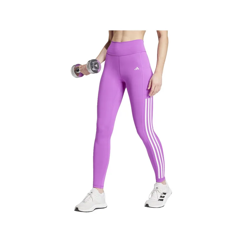Καλσόν adidas Leggings Optime 3 Stripes taille haute violet