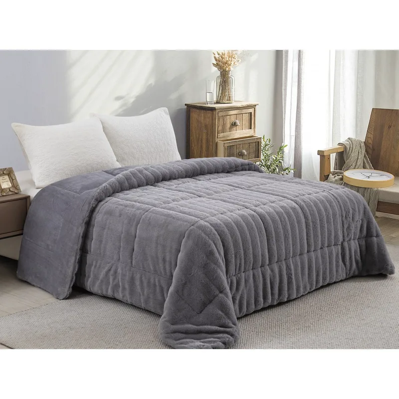 Κουβερτοπαπλωμα Γουνα/Flannel Υπερδιπλο 220x240 Adam Home (920) Grey