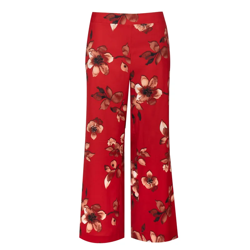 Cropped παντελόνι με floral μοτίβο