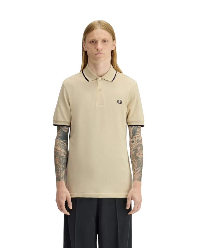 Fred Perry Ανδρική Μπλούζα Twin Tipped Polo M3600-12Β Εκρού