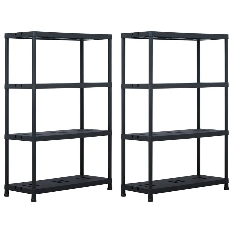 vidaXL Ραφιέρες 2 τεμ. Μαύρες 220 κ. 90 x 40 x 138 εκ. Πλαστικές