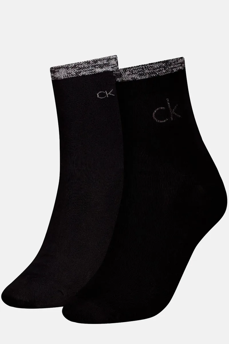 Calvin Klein γυναικείες κάλτσες CK Women Sock Short Sock Shiny Logo (Συσκ. με 2 ζεύγη)-701229680-001