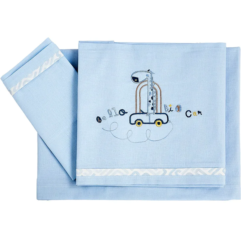 Σεντόνια Κούνιας Σετ Κόσμος Μωρού Giraffe Blue