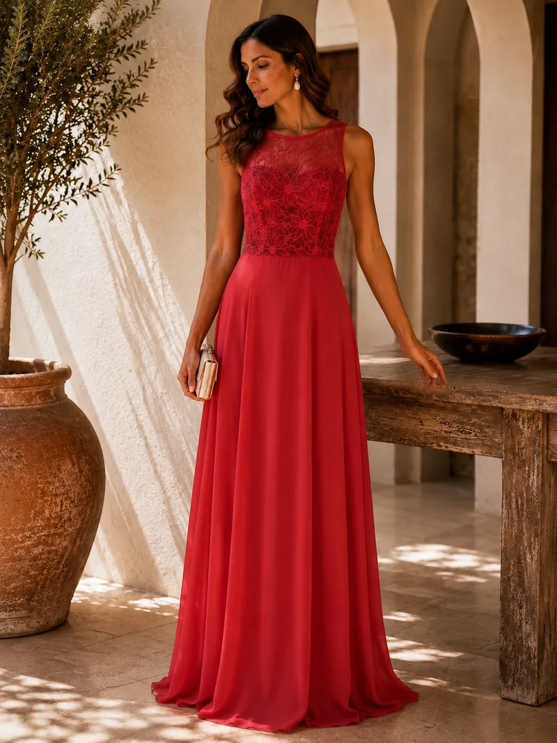 Maxi Φόρεμα Με Δαντελένιο Μπούστο – Κοραλλί | Dress Up Κοραλλί