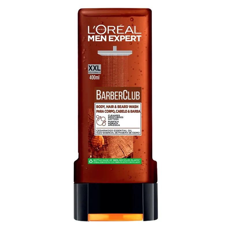 L'Oreal Paris Men Expert Barber Club Body, Hair Beard Wash Ανδρικό Σαμπουάν & Αφρόλουτρο Σώματος για Ενυδάτωση με Μοναδικό Ξυλώδες Άρωμα Κέδρου 400ml