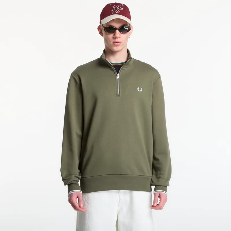 Φούτερ Fred Perry Half Zip Sweatshirt Green L