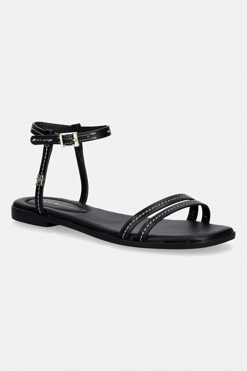 Tommy Hilfiger σανδάλια γυναικεία δερμάτινα FLAT SANDAL STITCHING