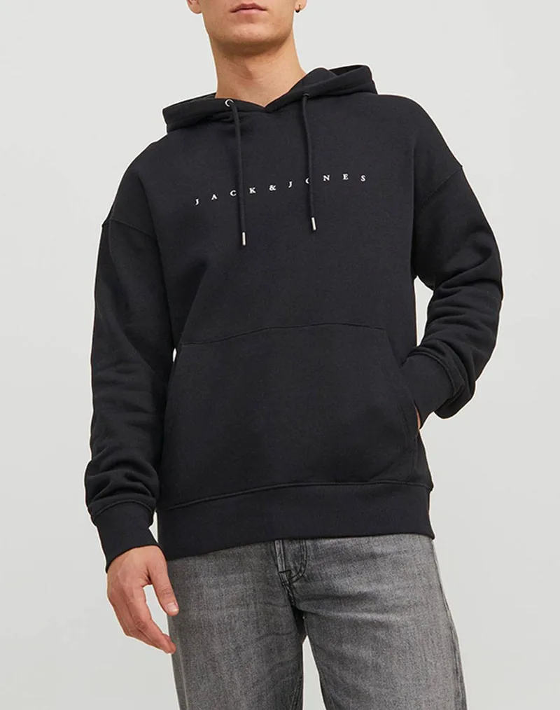 JACK&JONES JJESTAR JJ SWEAT HOOD NOOS 12233972-BLACK Black