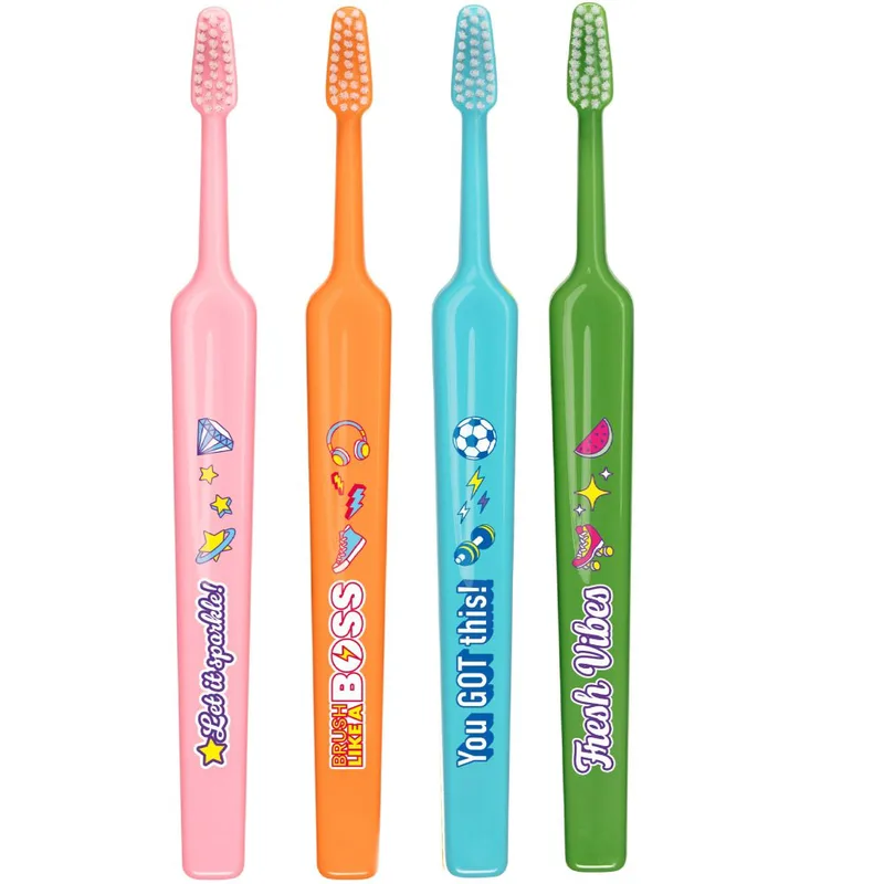 TePe Kids Extra Soft Toothbrush 6+ Years Παιδικές Οδοντόβουρτσες με Πολύ Μαλακές Ίνες & Ευχάριστα Σχέδια 4 Τεμάχια - Multicolor 14