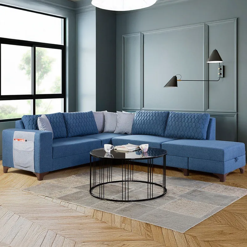 Γωνιακός Καναπές-Κρεβάτι Loft - Blue 752Est1355 (230x285x80x90)