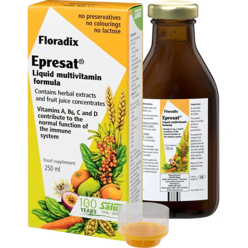 Floradix Epresat Συμπλήρωμα Διατροφής Πολυβιταμινών για Ενέργεια, Τόνωση Υποστήριξη του Νευρικού Συστήματος & Πνευματική Διαύγεια 250ml