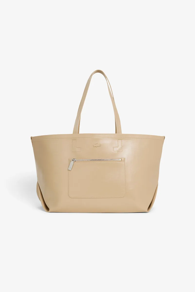Lacoste γυναικεία τσάντα tote με λογότυπο "Large City Glossy" - NF5248AX Μπεζ
