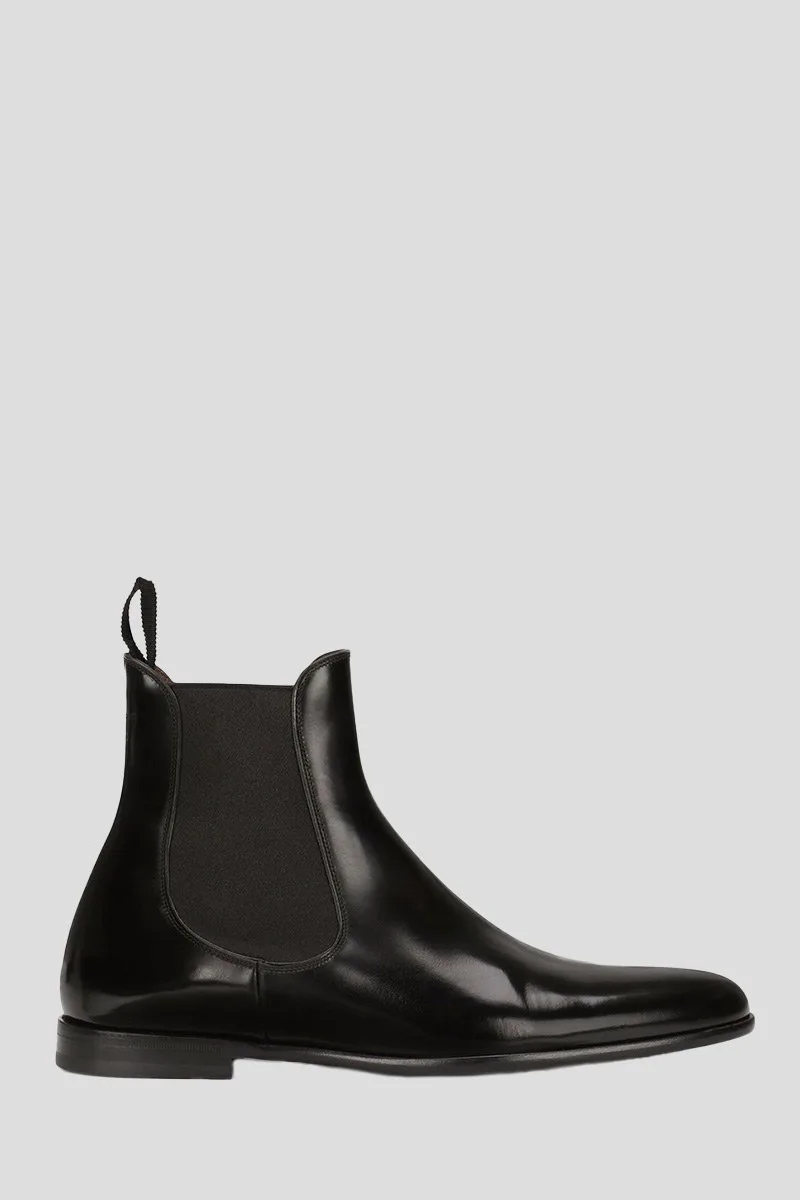 DOLCE&GABBANA Ανδρικό Μαύρο Chelsea Leather Boots