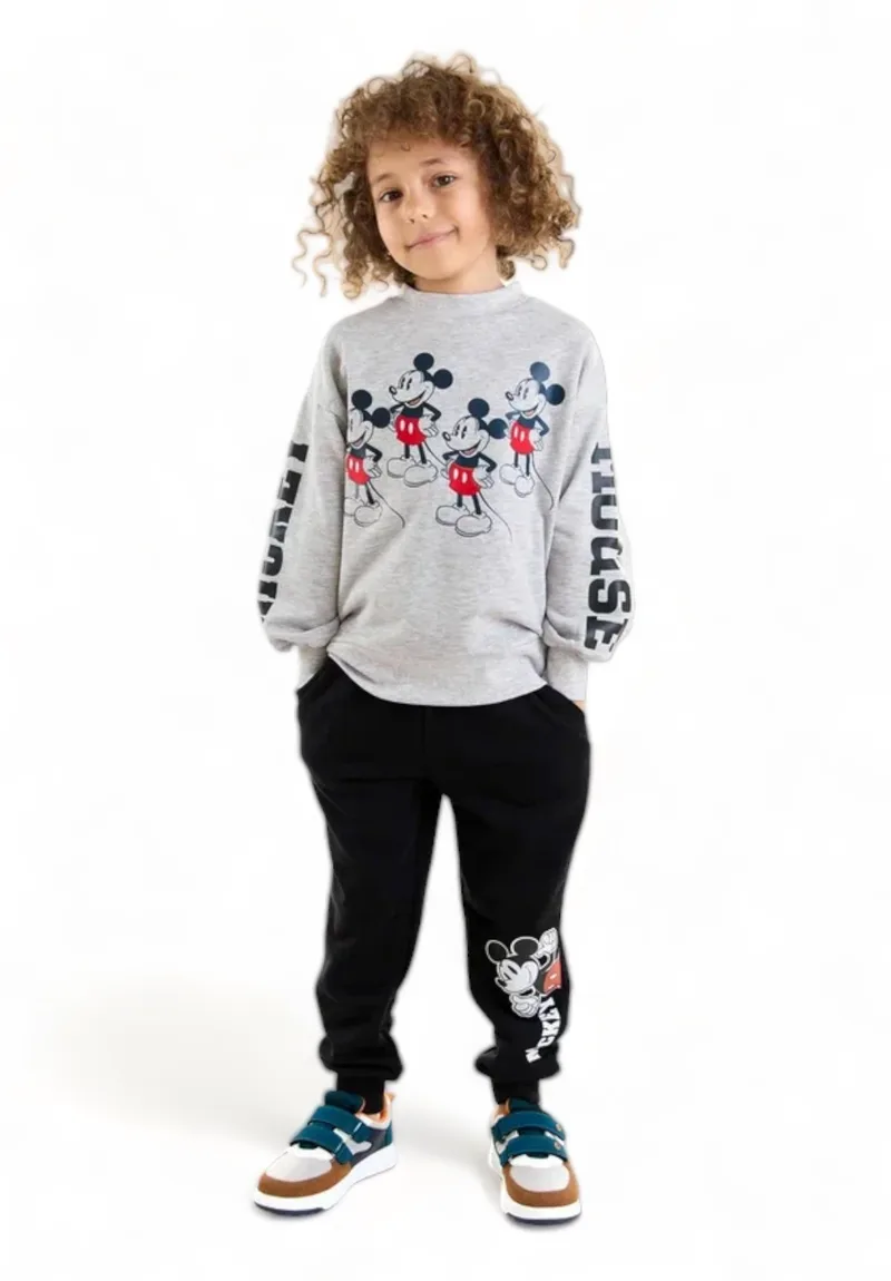 Φόρμα βαμβακερή για αγόρι Cimpa Mickey Γκρι με κέντημα MC21176-Γκρι