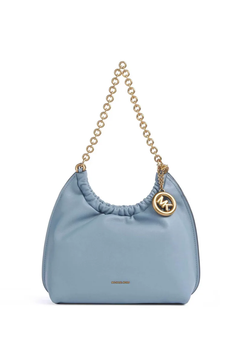 Michael Kors γυναικεία δερμάτινη τσάντα hobo "Indie Small" - 32S6A50C6L Μπλε Ανοιχτό
