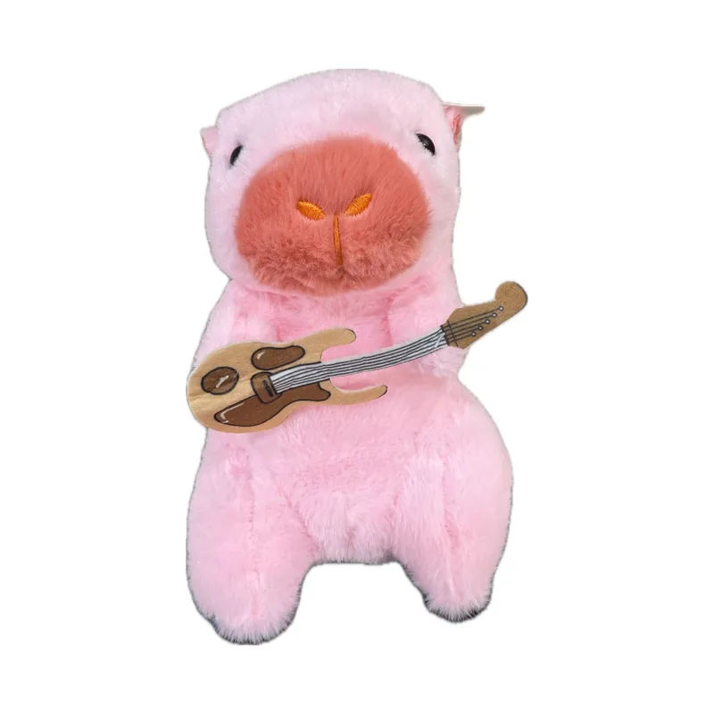 Λούτρινο Capybara με Κιθάρα Τσόχινη 23cm Ροζ