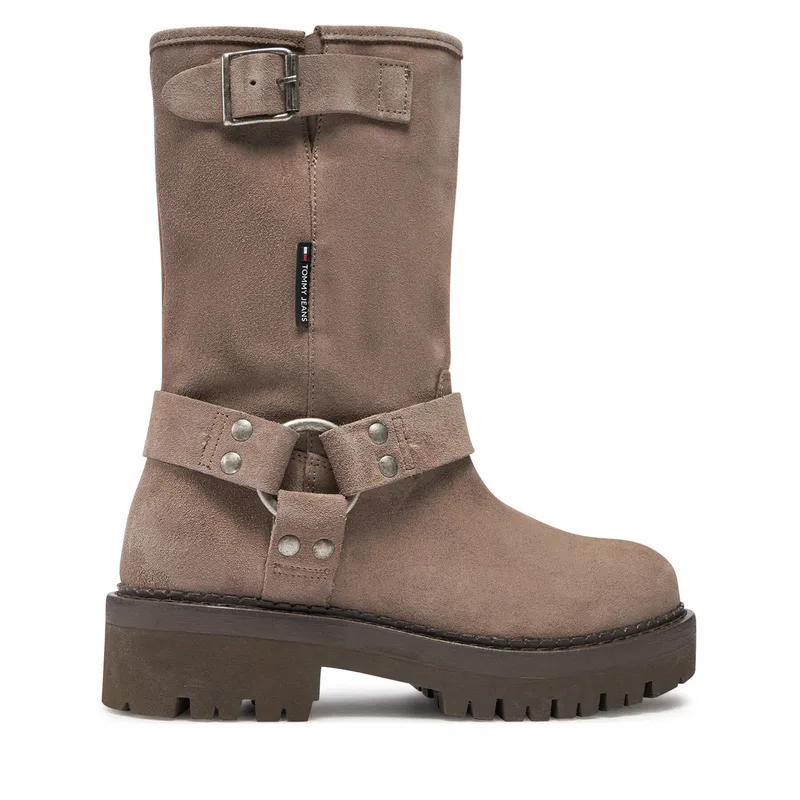 Μποτάκια Tommy Jeans Tjw Urban Biker Boot Suede EN0EN02729 Γκρι