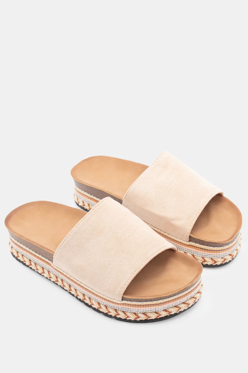 Σανδάλια Flatform Boho - Μπεζ