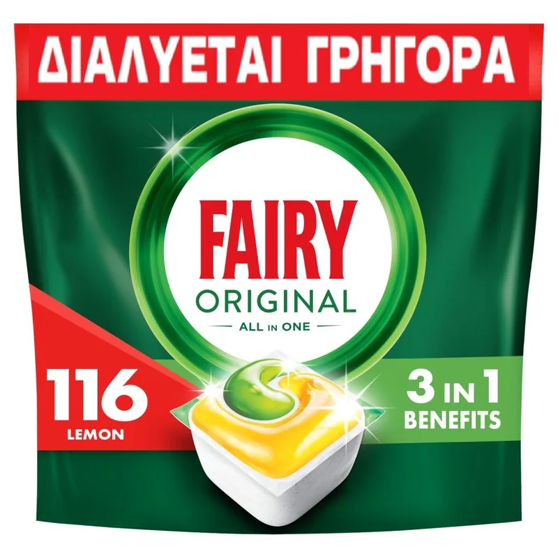 Fairy Original All In One Κάψουλες Πλυντηρίου Πιάτων Λεμόνι 116τεμ
