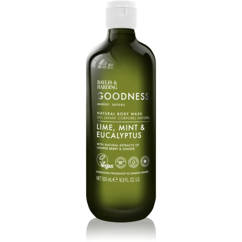 Baylis & Harding Goodness Awaken Senses δροσιστικό τζελ ντους αρώματα Lime, Mint & Eucalyptus 500 ml