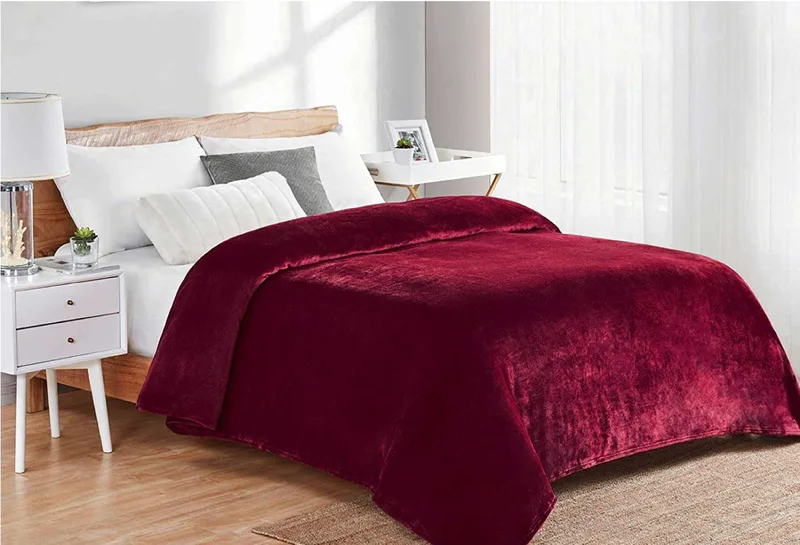 Κουβέρτα Fleece Υπέρδιπλη Dimcol Μονόχρωμη 04 Bordeaux 220x240