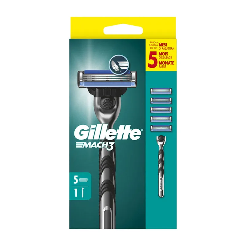 Gillette Mach3 Razor 3 Blades Handle And 5 Refills 1 unit