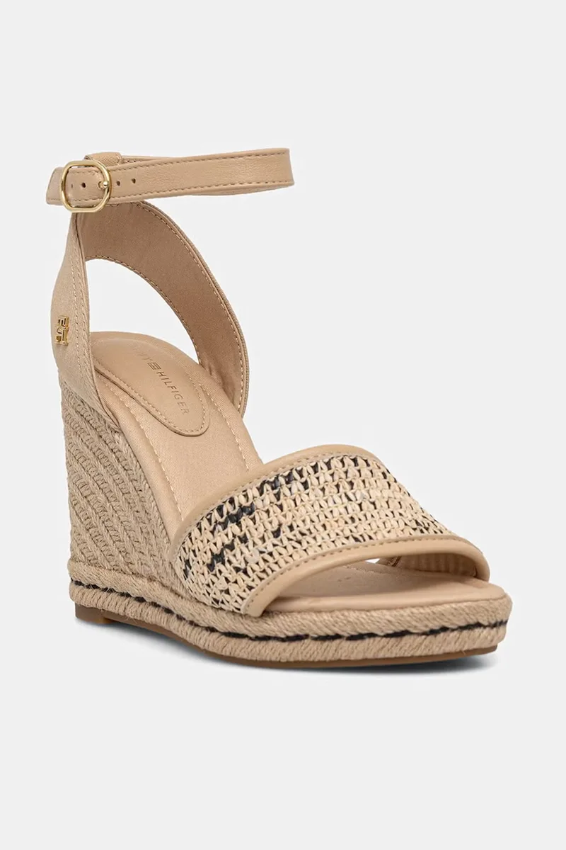 Tommy Hilfiger σανδάλια HIGH WEDGE ESPAD RAFFIA