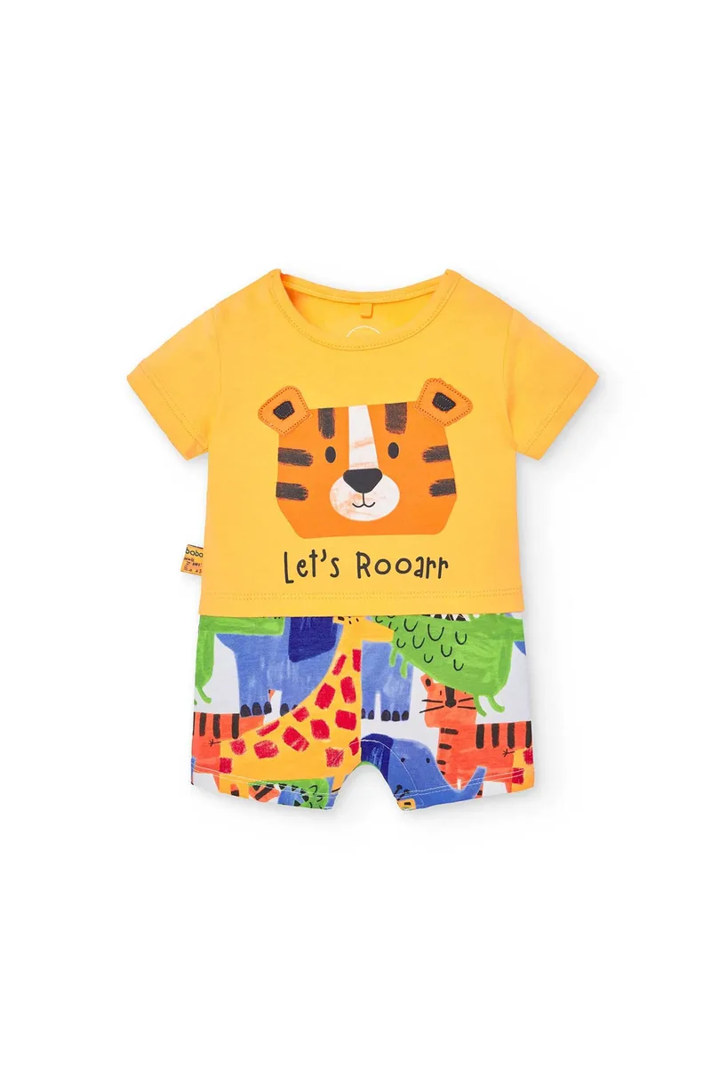 Boboli βρεφικό φορμάκι με tiger print - 128225 Κίτρινο